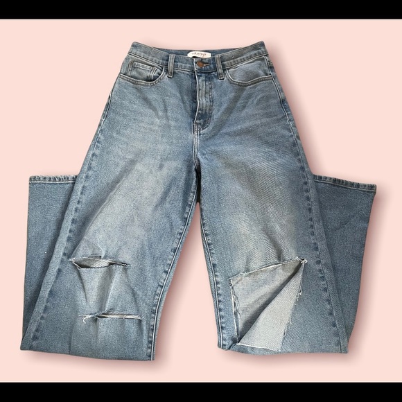 VIBRANT MIU HIGH WAISTED WIDE LEG JEANS - Picture 3 of 5